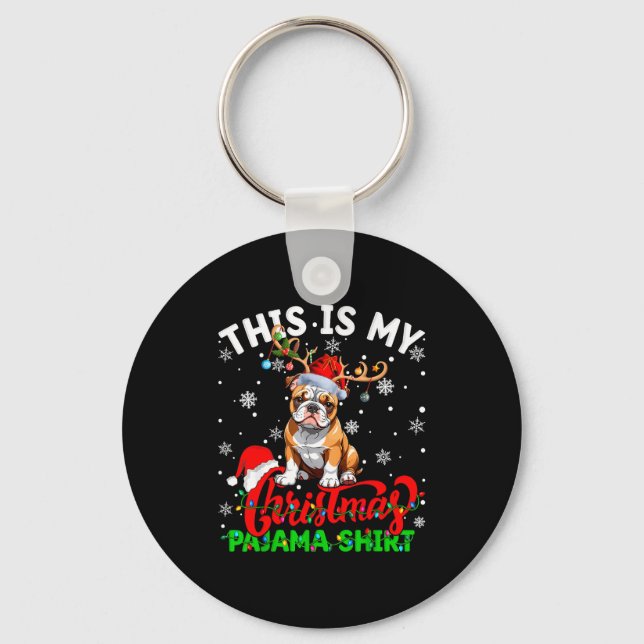 This Is My American Bulldog Ugly Christmas Pajama  Key Ring (Front)