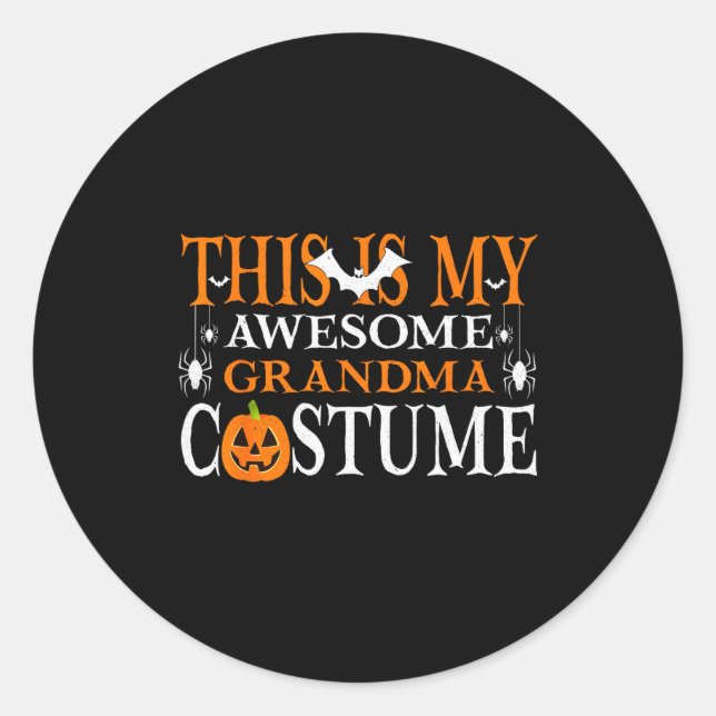 This Is My Awesome Grandma Costume Funny Halloween Classic Round Sticker (Front)