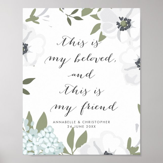 This is My Beloved Scripture Anemone Wedding Sign (Front)