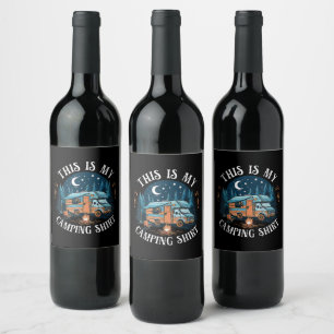 This Is My Camping Hiking Funny Camper Wine Label