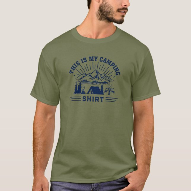 This is My Camping Shirt Navy Blue Text Symbols (Front)