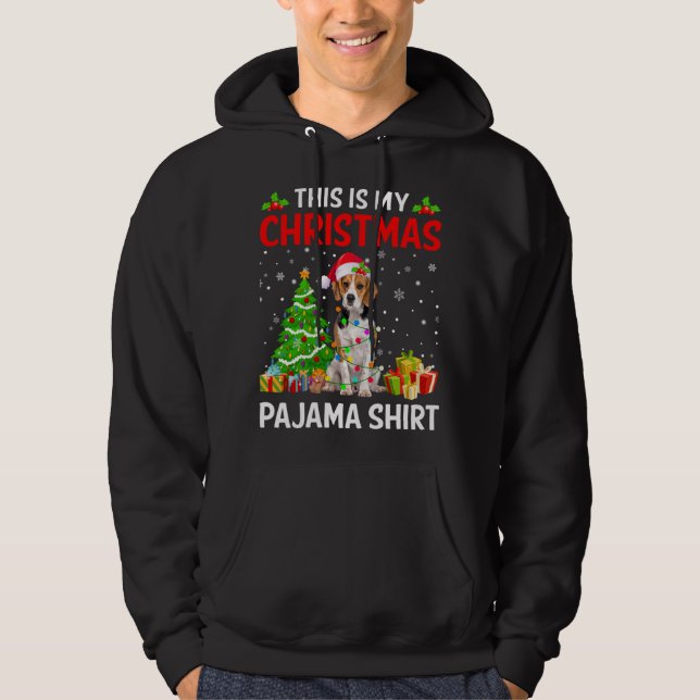 This Is My Christmas Beagle Dog Pajama Xmas Lights Hoodie (Front)