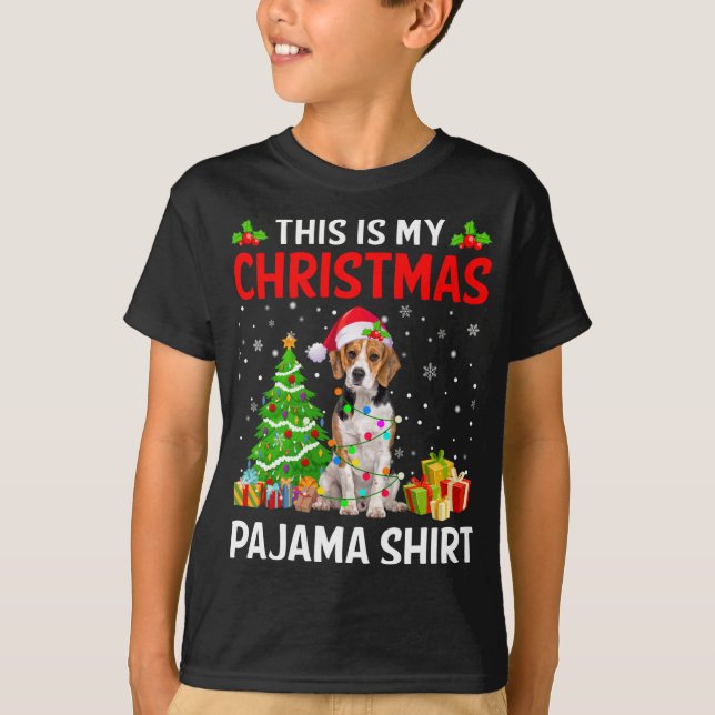 This Is My Christmas Beagle Dog Pajama Xmas Lights T-Shirt (Front)