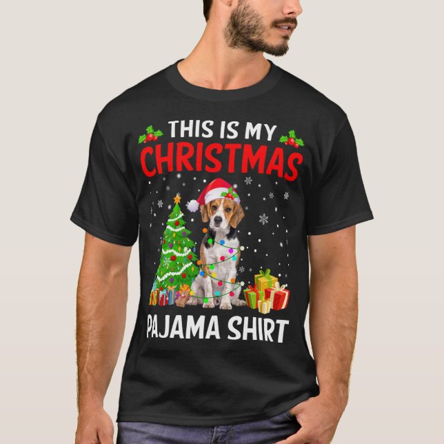 This Is My Christmas Beagle Dog Pajama Xmas Lights T-Shirt (Front)