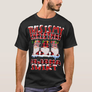 This Is My Christmas Buffalo Plaid Gnomes Funny Xm T-Shirt