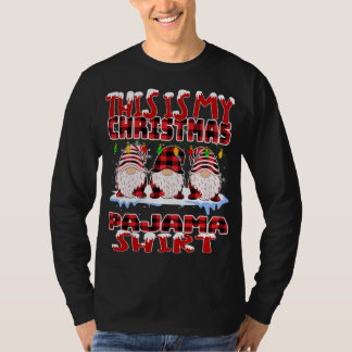 This Is My Christmas Buffalo Plaid Gnomes Funny Xm T-Shirt