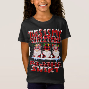 This Is My Christmas Buffalo Plaid Gnomes Funny Xm T-Shirt