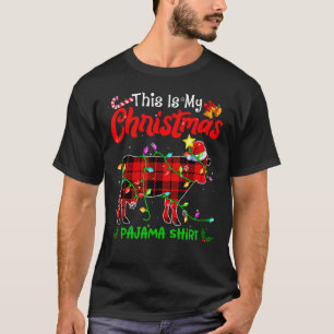 This Is My Christmas Dairy Cow Pajama Buffalo Pla T-Shirt