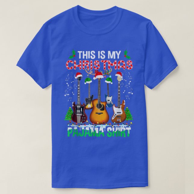 This Is My Christmas Guitar Pajama  Guitarist Xmas T-Shirt (Design Front)
