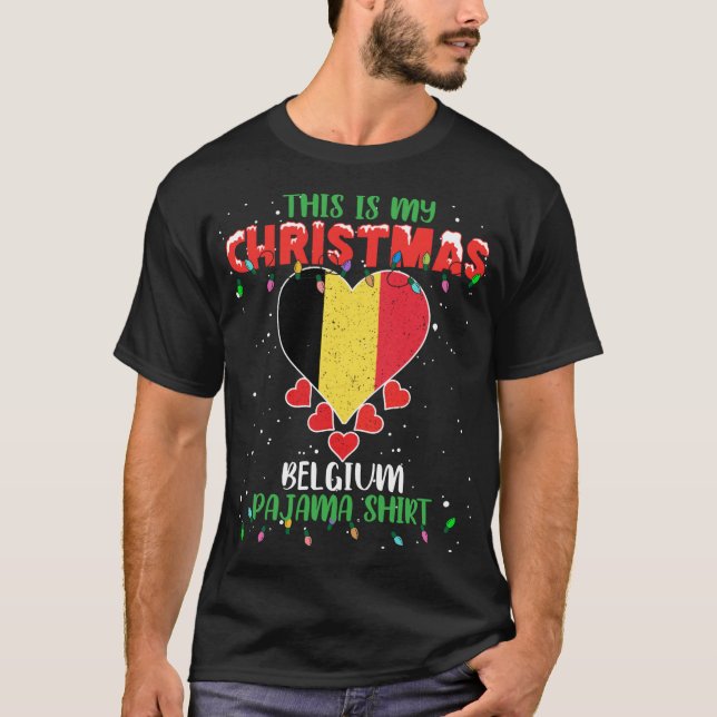 This Is My Christmas Lights Love Belgium Flag Paja T-Shirt (Front)