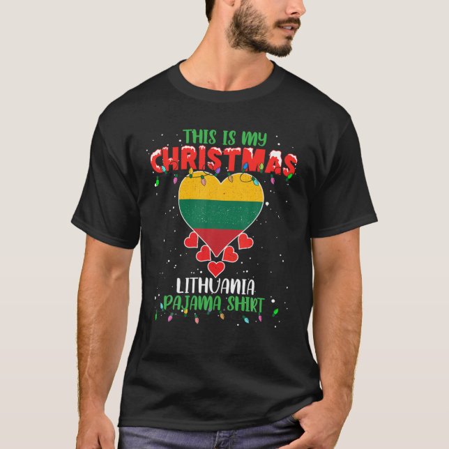 This Is My Christmas Lights Love Lithuania Flag Pa T-Shirt (Front)
