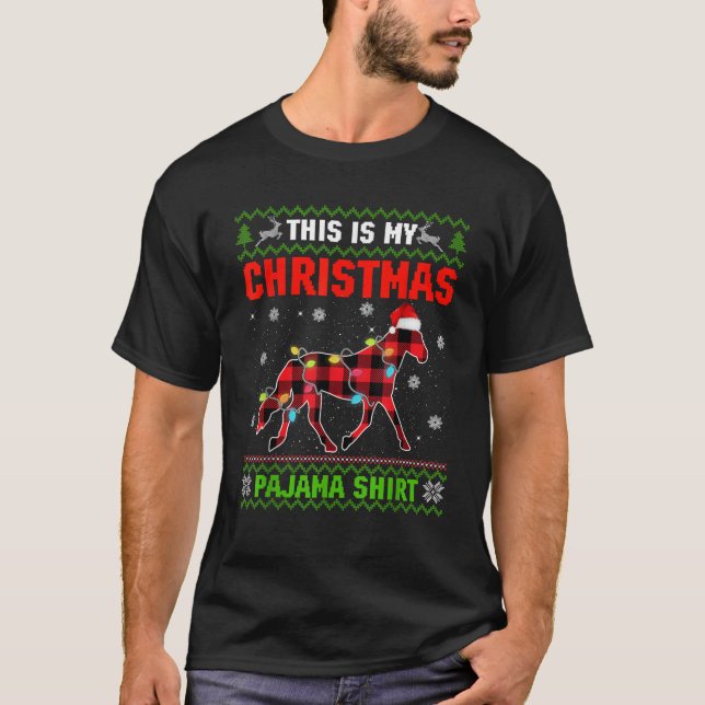 This Is My Christmas Lights Pajama Xmas Horse Love T-Shirt (Front)