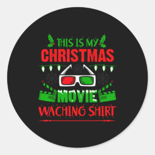 This Is My Christmas Movie Watching Shirt - Funny Classic Round Sticker
