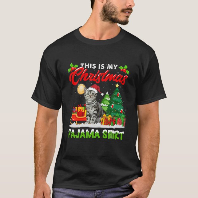 This Is My Christmas Pajama American Shorthair Cat T-Shirt (Front)
