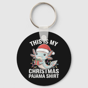 This Is My Christmas Pajama Axolotl Santa Hat Funn Key Ring