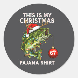 This Is My Christmas Pajama B Fish Santa Hat Toddl Classic Round Sticker