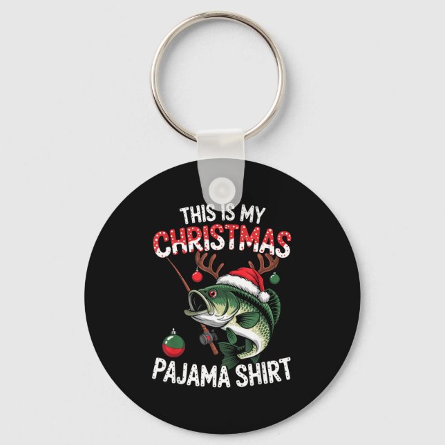 This Is My Christmas Pajama B Fish Santa Hat Toddl Key Ring (Front)