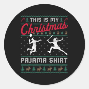 This Is My Christmas Pajama Badminton Ugly Sweater Classic Round Sticker