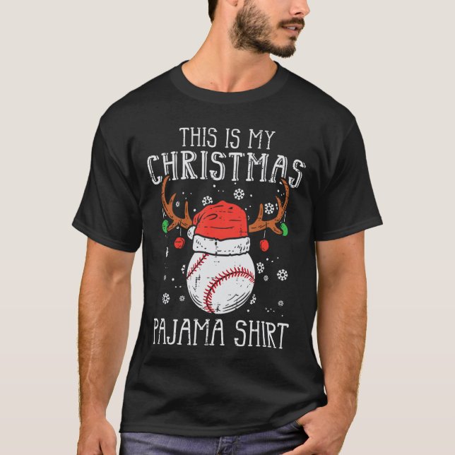 This is My Christmas Pajama Baseball Xmas Sports g T-Shirt (Front)