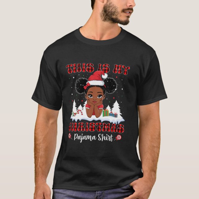 This Is My Christmas Pajama Black African American T-Shirt (Front)