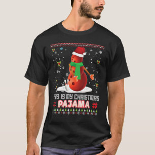 This Is My Christmas Pajama Bowling Santa Elf Swe T-Shirt