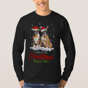 This Is My Christmas Pajama Boxer Dog Santa Hat Li T-Shirt