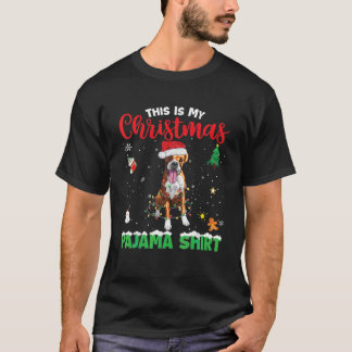 This Is My Christmas Pajama Boxer Dog Santa Hat T-Shirt