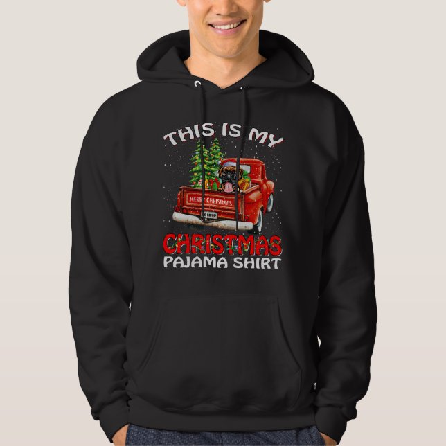 this is my christmas pajama  boxer truck tree hoodie (Front)