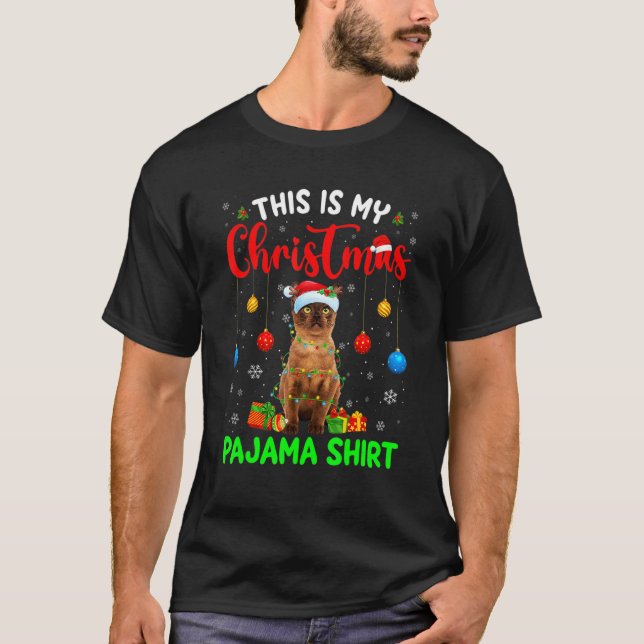 This Is My Christmas Pajama Burmese Cat Xmas Tree  T-Shirt (Front)
