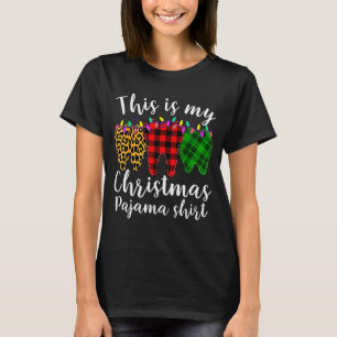 This Is My Christmas Pajama Christmas Teeth Leopar T-Shirt