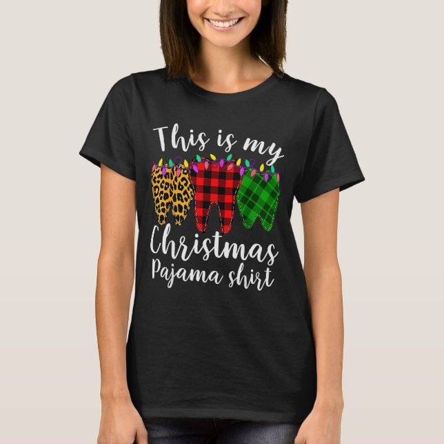 This Is My Christmas Pajama Christmas Teeth Leopar T-Shirt (Front)