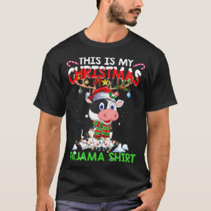 This Is My Christmas Pajama Cow Reindeer Christmas T-Shirt