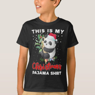This Is My Christmas Pajama Cute Panda Santa Hat T-Shirt