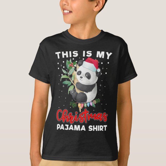 This Is My Christmas Pajama Cute Panda Santa Hat T-Shirt (Front)