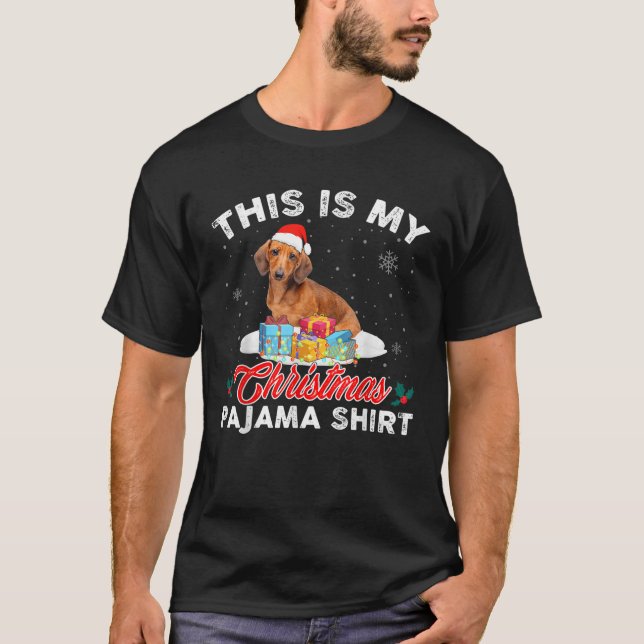 This Is My Christmas Pajama Dachshund Dog Mum Dad  T-Shirt (Front)