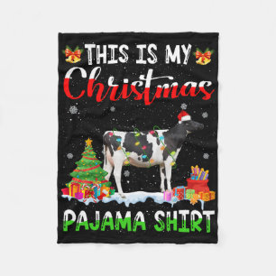 This Is My Christmas Pajama Dairy Cow Lover Xmas L Fleece Blanket