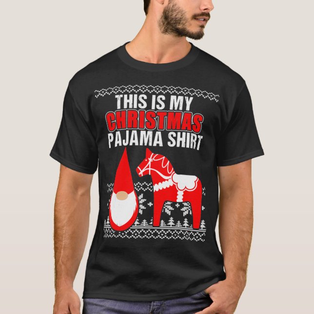 This Is My Christmas Pajama  Dala Horse Gnome Tomt T-Shirt (Front)
