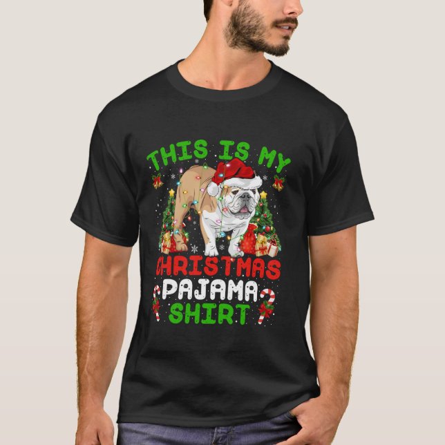 This Is My Christmas Pajama English Bulldog Christ T-Shirt (Front)