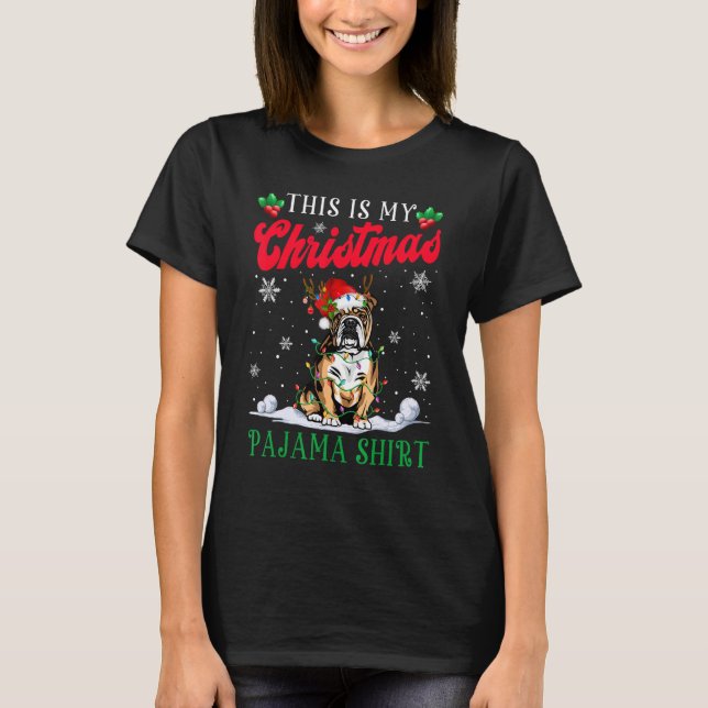 This Is My Christmas Pajama English Bulldog Dog T-Shirt (Front)