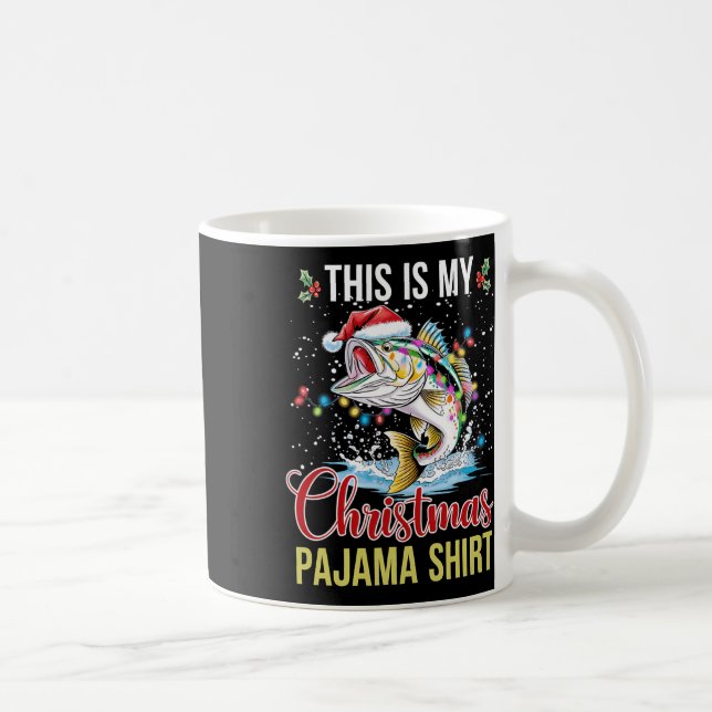 This Is My Christmas Pajama Fishing Rod Santa Hat  Coffee Mug (Right)