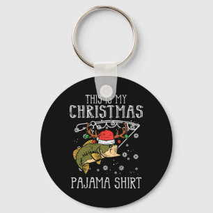 This Is My Christmas Pajama Fishing Xmas Dad Men Key Ring