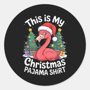 This Is My Christmas Pajama Flamingo  Classic Round Sticker