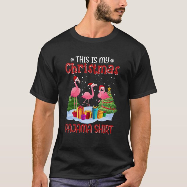 This Is My Christmas Pajama Flamingo Family Xmas T-Shirt (Front)