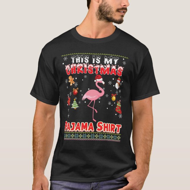 This Is My Christmas Pajama  Flamingo Ugly Sweater (Front)