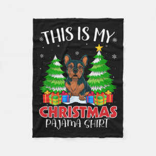This Is My Christmas Pajama Frenchie Dog Xmas Pjs  Fleece Blanket