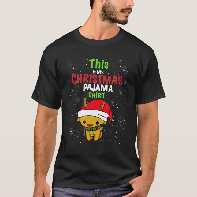 This Is My Christmas Pajama Funny Reindeer Kids T-Shirt (Front)