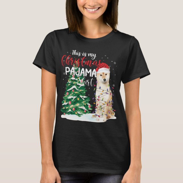 This Is My Christmas Pajama Funny Shiba Inu Dog Lo T-Shirt (Front)