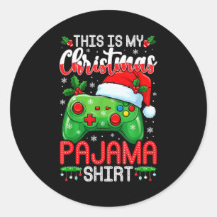 This Is My Christmas Pajama Funny Video Gamer Boys Classic Round Sticker