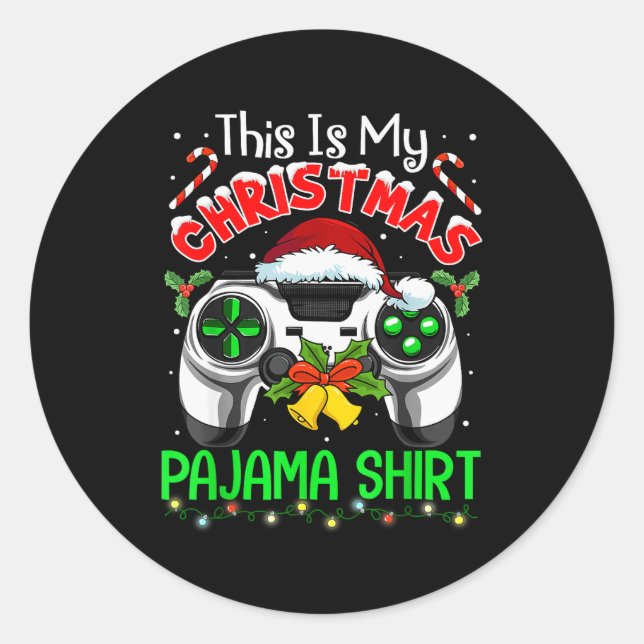 This Is My Christmas Pajama Gamer Video Game Boys  Classic Round Sticker (Front)