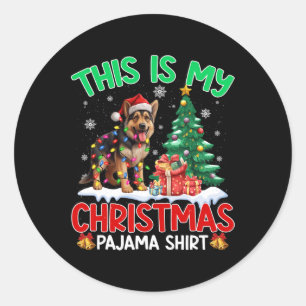 This Is My Christmas Pajama German Shepherd Dog Lo Classic Round Sticker